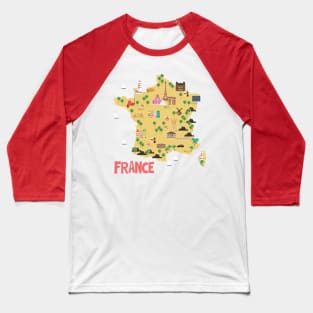 France illustrated map Baseball T-Shirt